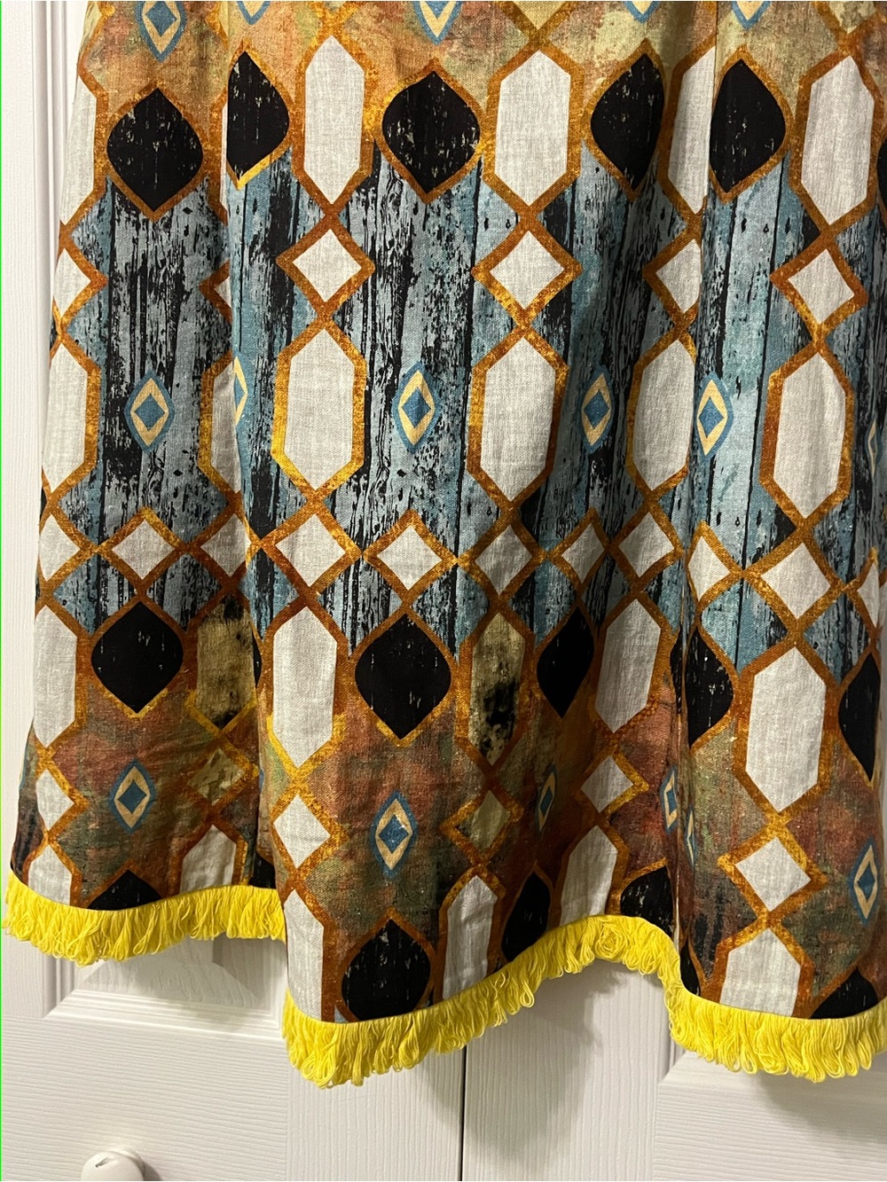 Christian Lacroix Stained Glass Linen Blend Fringe Dress Size Large - Picture 8 of 14